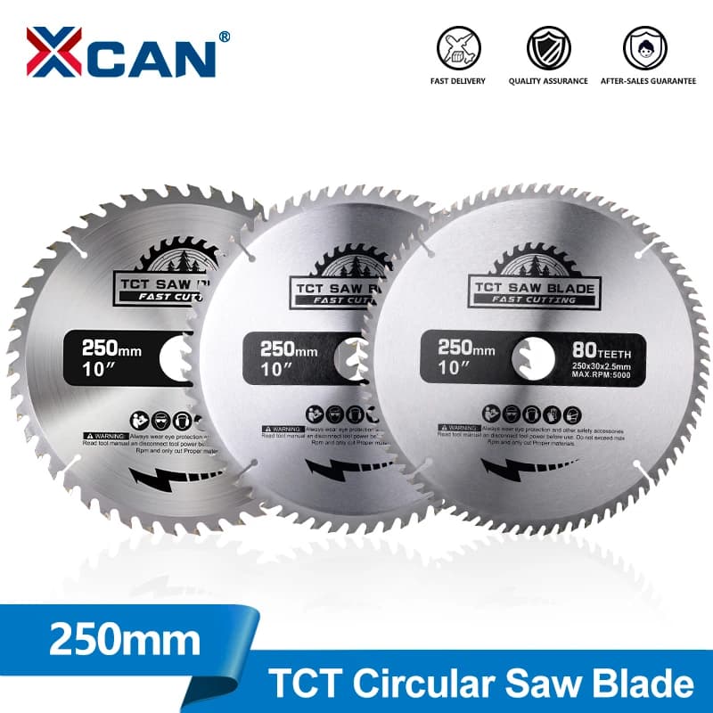 Xcan 10 "250mm lâmina de serra circular tct carboneto viu furo 30mm disco de corte de madeira 40/48/60/80t ferramentas de corte