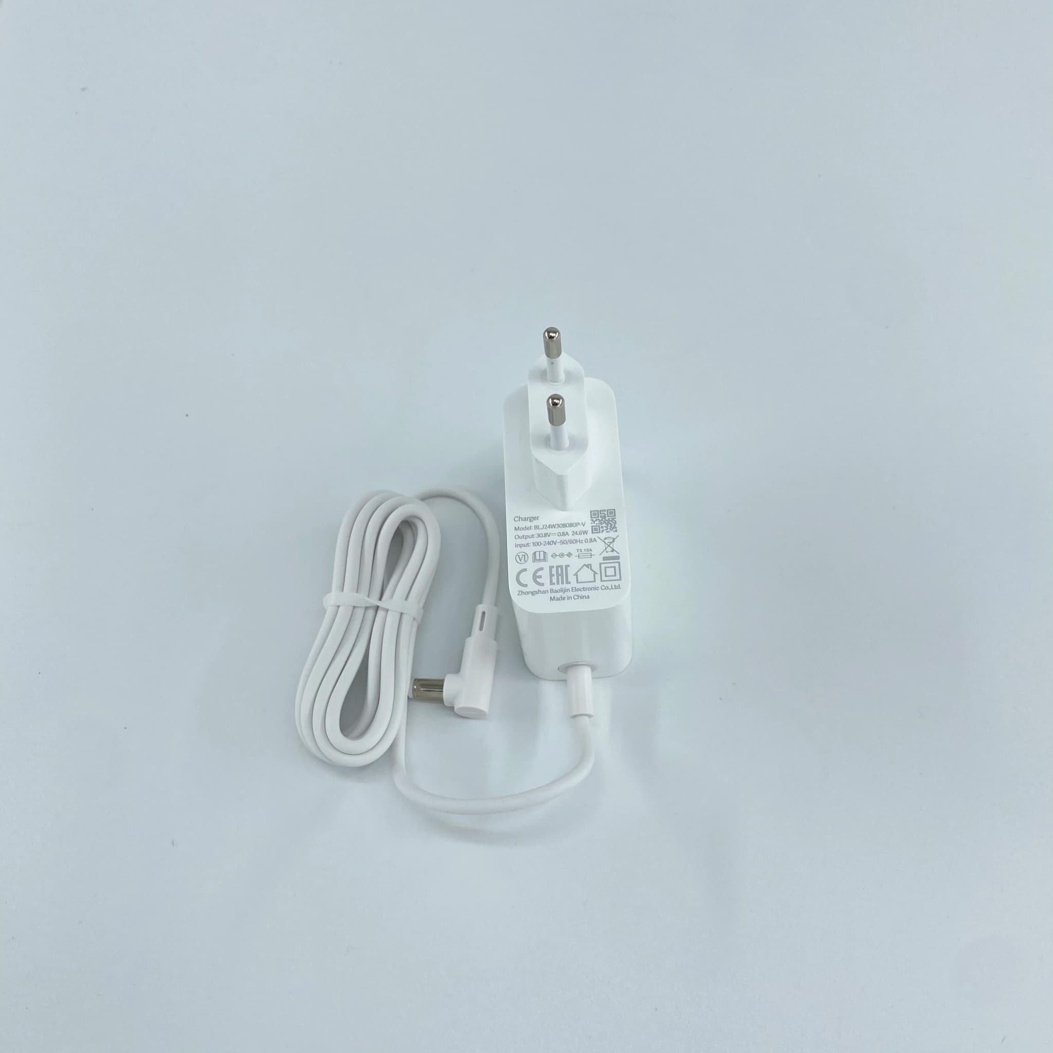 Carregador branco para aspirador de pó Xiaomi 1C K10 G9 G10 com plugue EU e cabo longo
