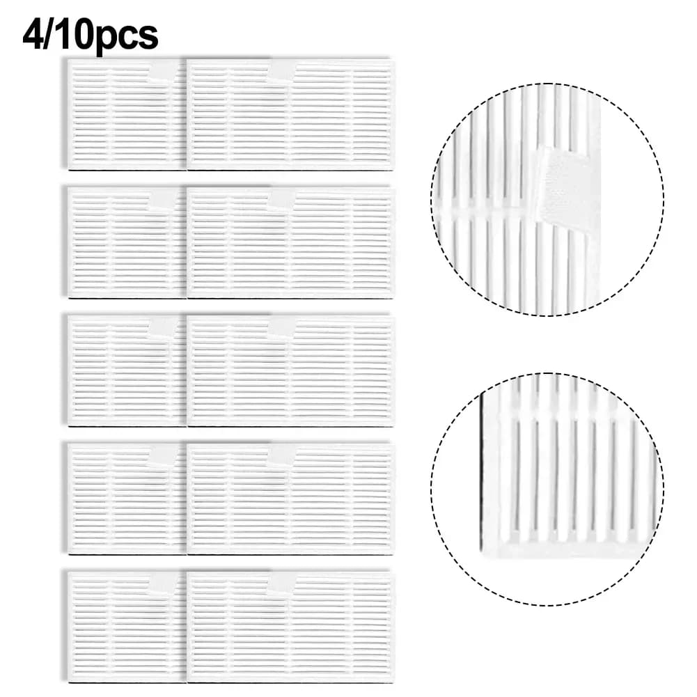 Conjunto de 4 filtros brancos compatíveis para aspirador Conga 7490 e 8290, detalhe das ranhuras e alça
