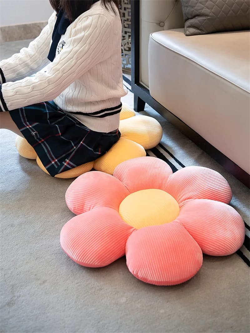 Almofada de flor de seis pétalas de pelúcia decoração de quarto feminino girassol configuração para crianças quarto assento travesseiro bay janela flor rosa