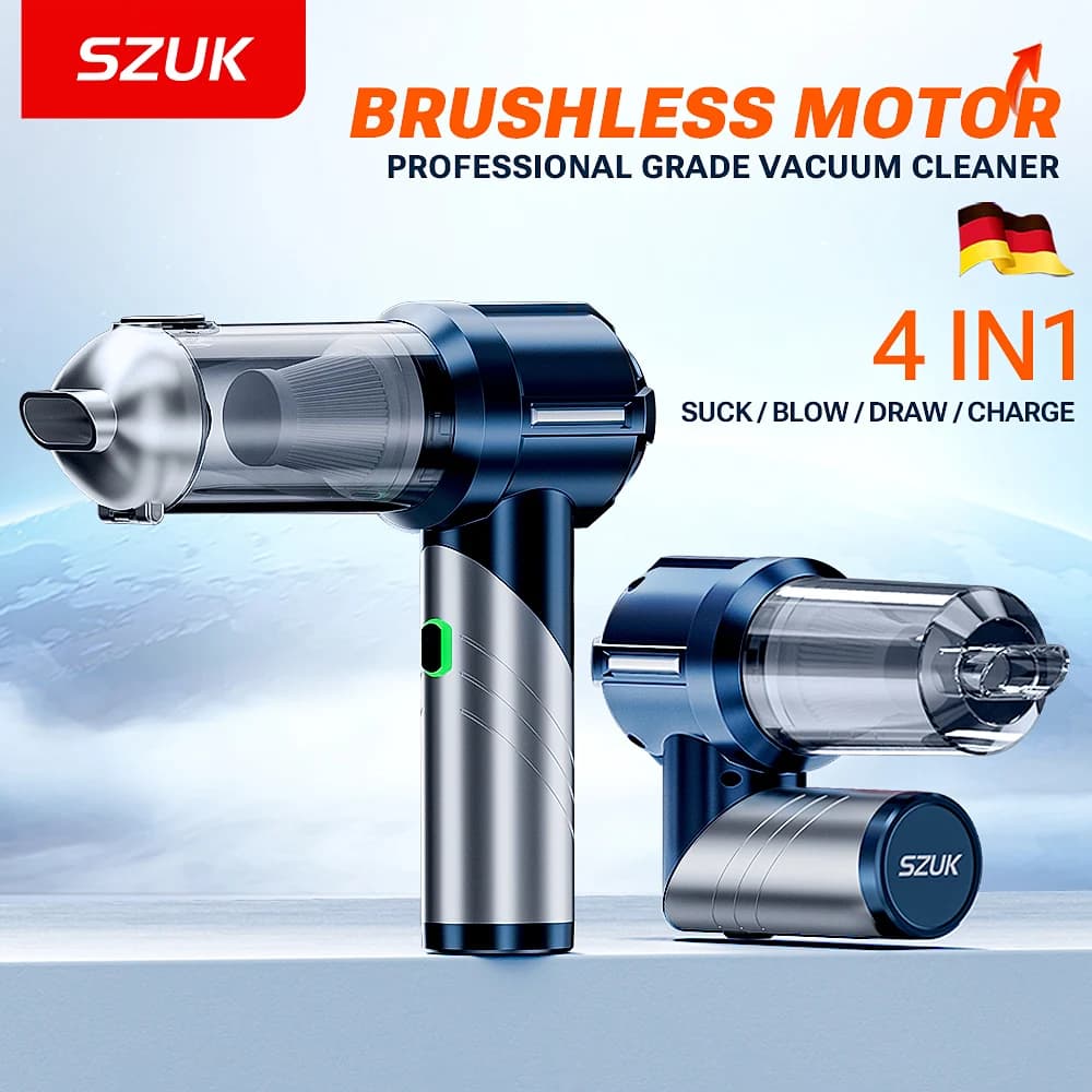 Aspirador de carro portátil SZUK 4 em 1 com motor sem escova