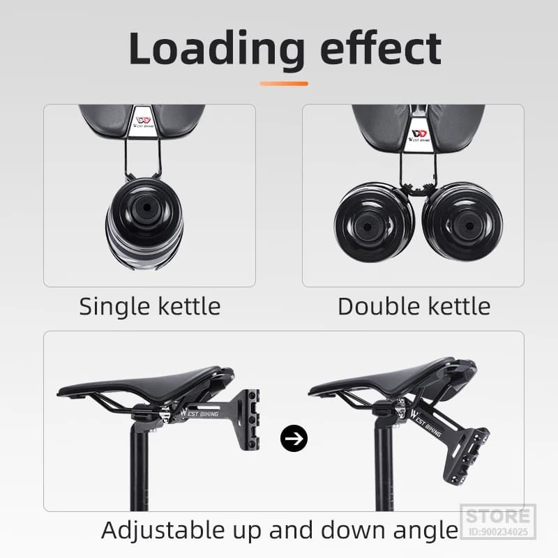 Suporte para garrafa de água West Biking preto com capacidade para uma ou duas garrafas, ajuste de ângulo