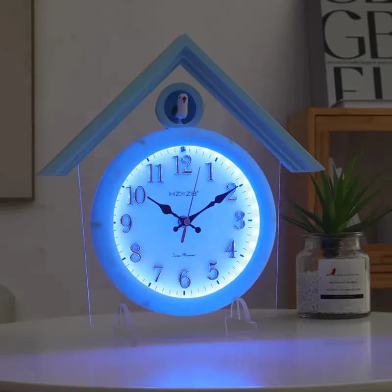 Relógio de parede luminoso luxo cuco relógios led relógio de mesa retro quarto silencioso sala estar decoração elegante ornamento do quarto