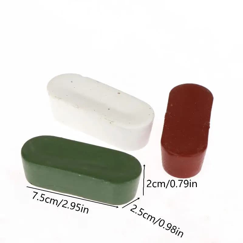 Conjunto de pasta de polimento 3 peças nas cores vermelha, verde e branca com medidas