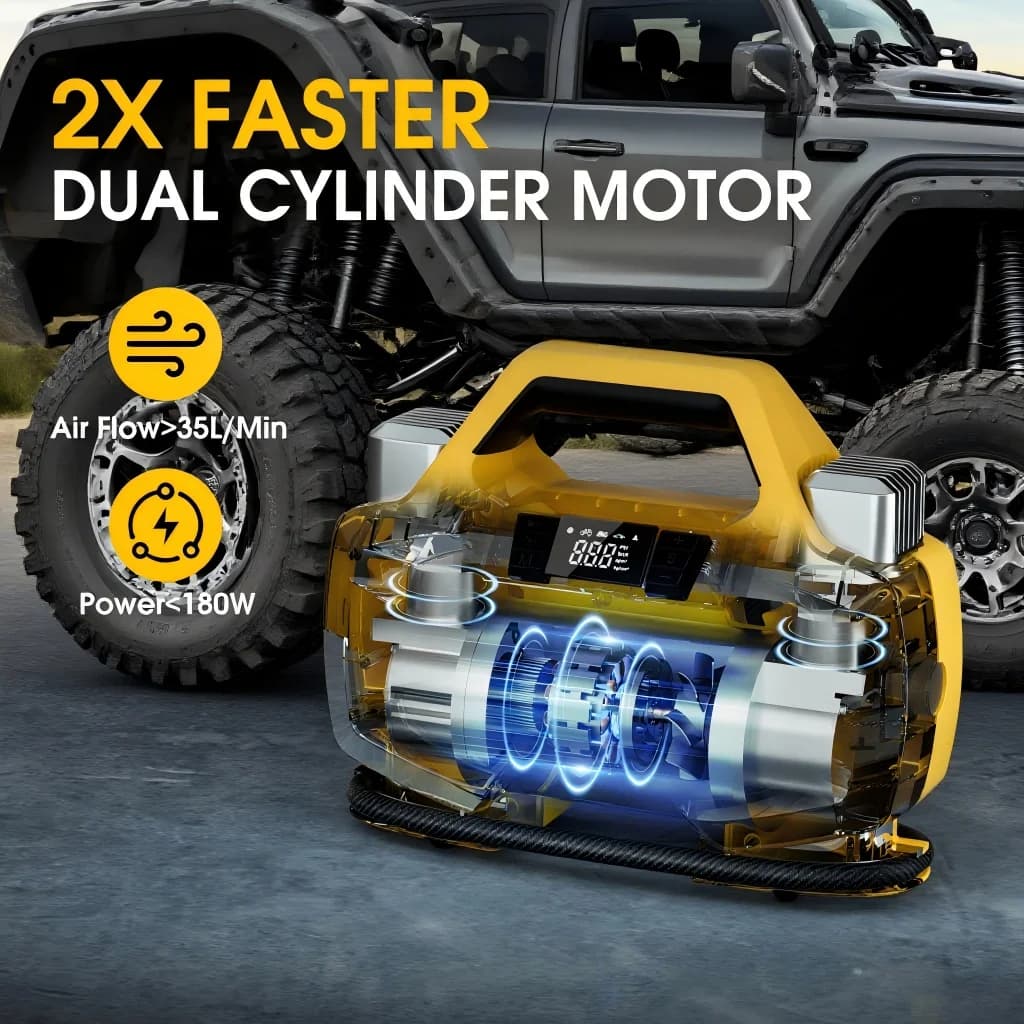 Compressor de ar portátil Carsun de alta potência 12V 150Psi com motor duplo e tela digital