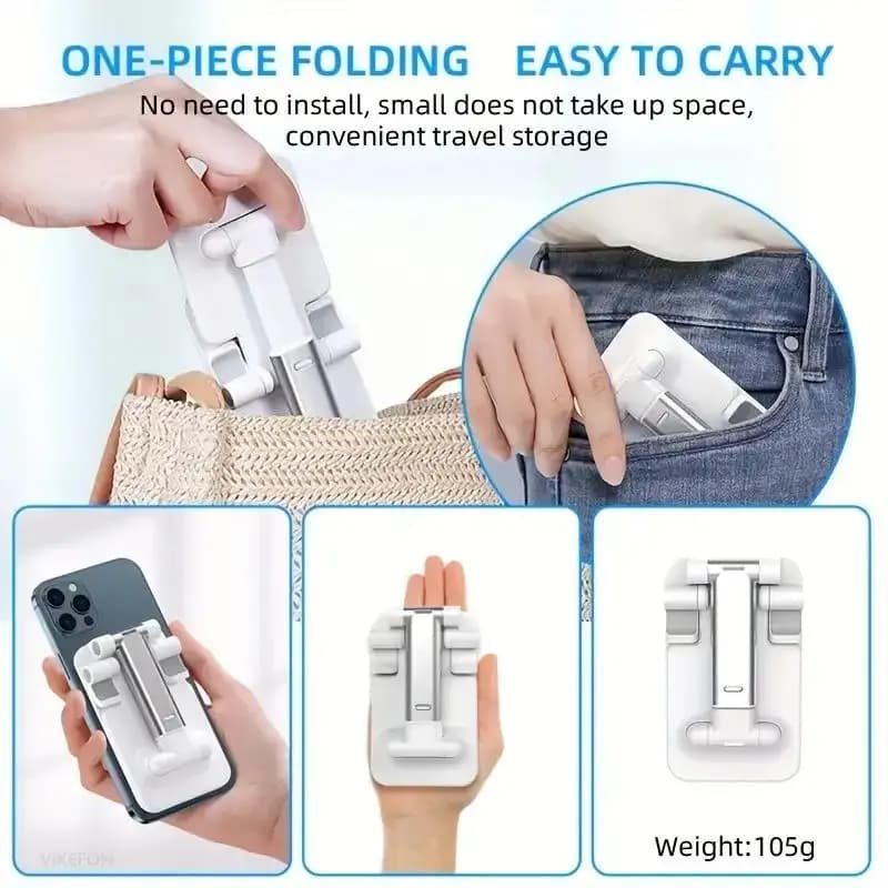 Suporte dobrável branco para celular e tablet, portátil e fácil de transportar, leve e compacto