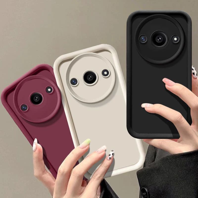 Capas para celular Xiaomi Poco C61 4G em cores vinho, taupe e preto com acabamento fosco