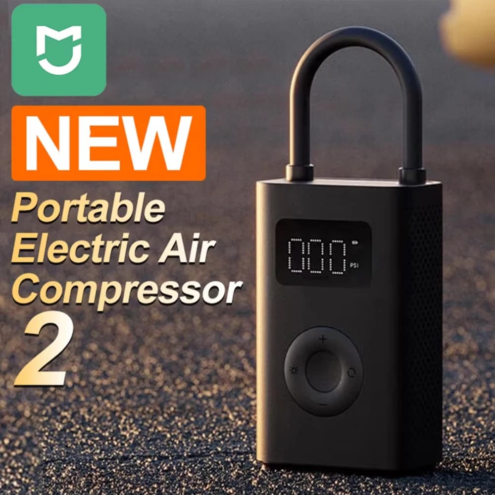 Compressor de Ar Portátil Elétrico Preto com Display Digital