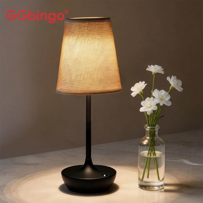 Luminária de mesa vintage GGBingo com cúpula de tecido, iluminação noturna para quarto e sala de estar