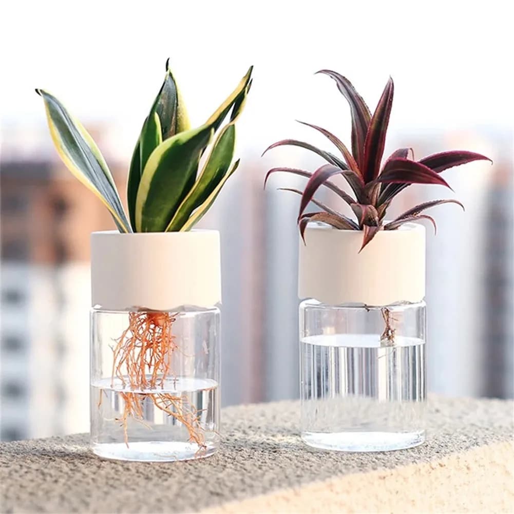 Mini vaso de flores hidropônico, vaso de decoração para casa, imitação de vidro transparente, vasos de plantas sem solo, vaso de plantas verdes para decoração de casa