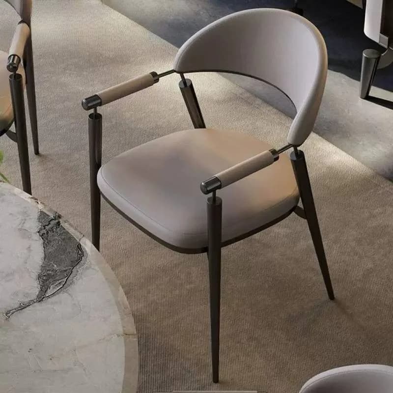 Cadeiras de Jantar de Luxo com Design Moderno, em Couro Sintético, com Braços, para Cozinha, Festas e Decoração, Móveis