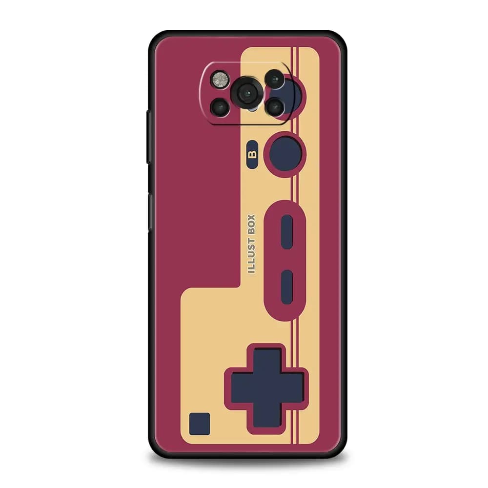 Capa para Xiaomi Poco X6 com estampa de controle de videogame vintage gamer em branco e vermelho