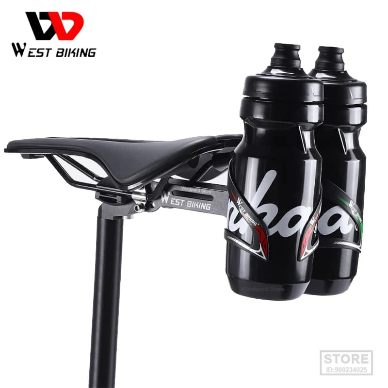 Suporte para garrafas de água para bicicleta West Biking com dois recipientes pretos