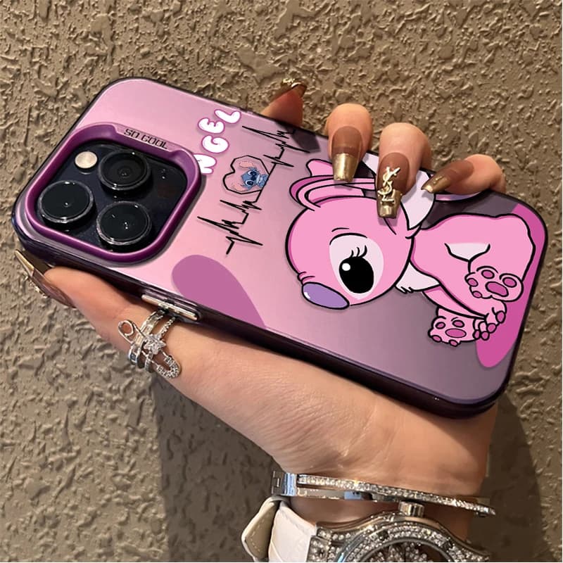 Capa para celular rosa Disney Stitch com design de coelho e batimento cardíaco compatível Xiaomi Redmi e Poco