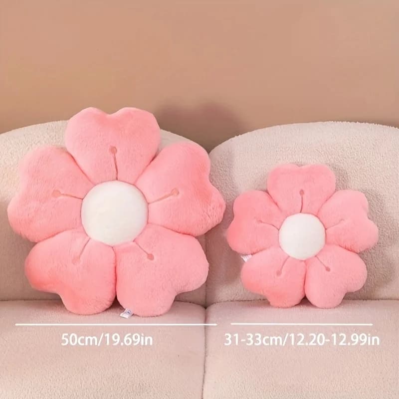 Almofadas decorativas Jácotei flor de margarida pelúcia macia em branco e rosa, tamanhos grandes e médios