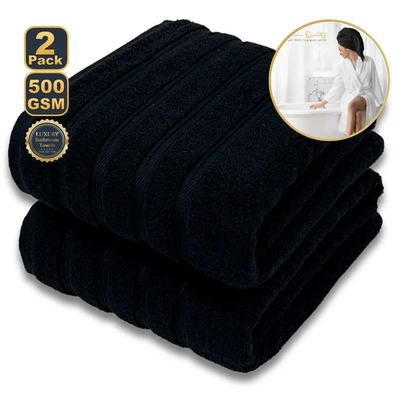 Toalhas de banho pretas 100% algodão macias e absorventes 70x140cm conjunto com 2 peças