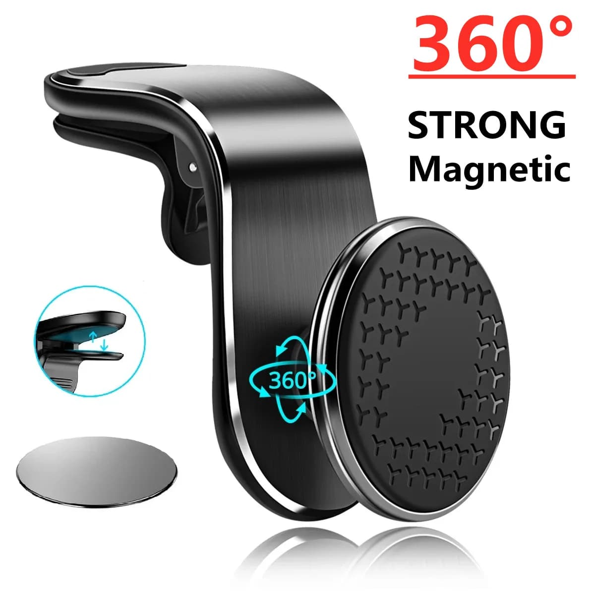 Suporte magnético 360 graus para telefone no carro - preto