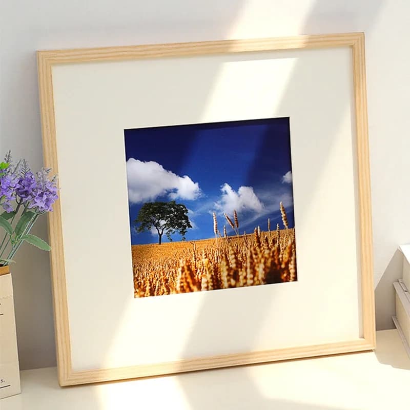 Quadro decorativo nórdico com paisagem de campo de trigo