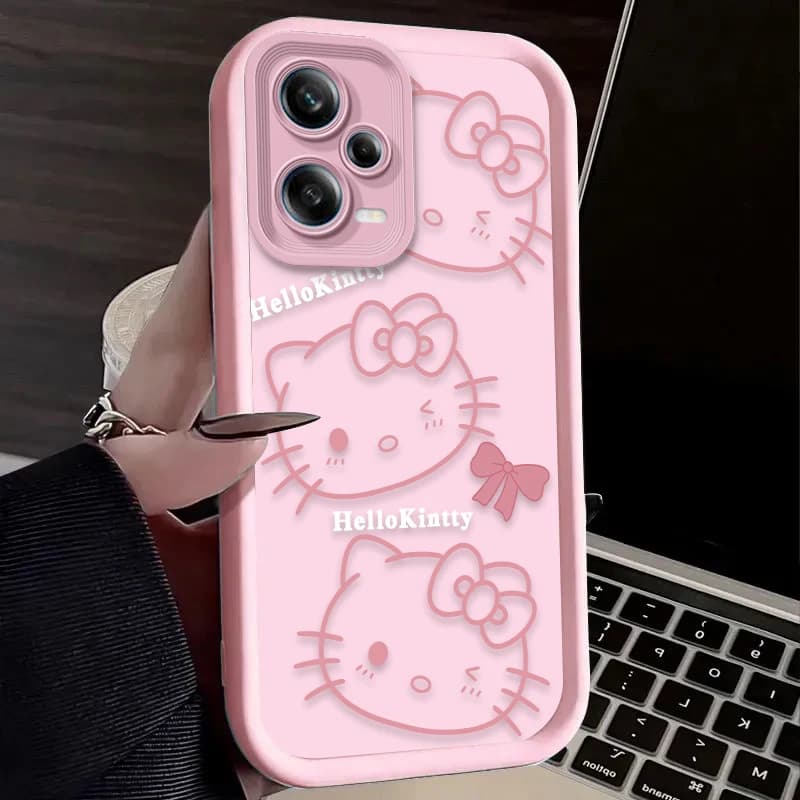 Capa rosa claro para celular Xiaomi Redmi com estampa Hello Kitty e proteção antirrisco