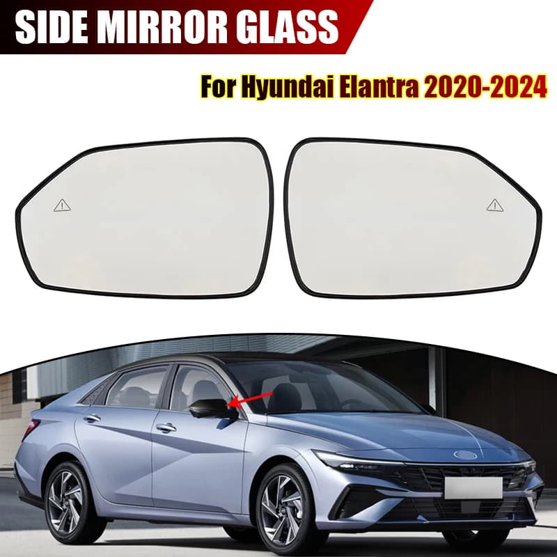 Espelho de vidro convexo aquecido para Hyundai Elantra 2020-2024, azul metálico