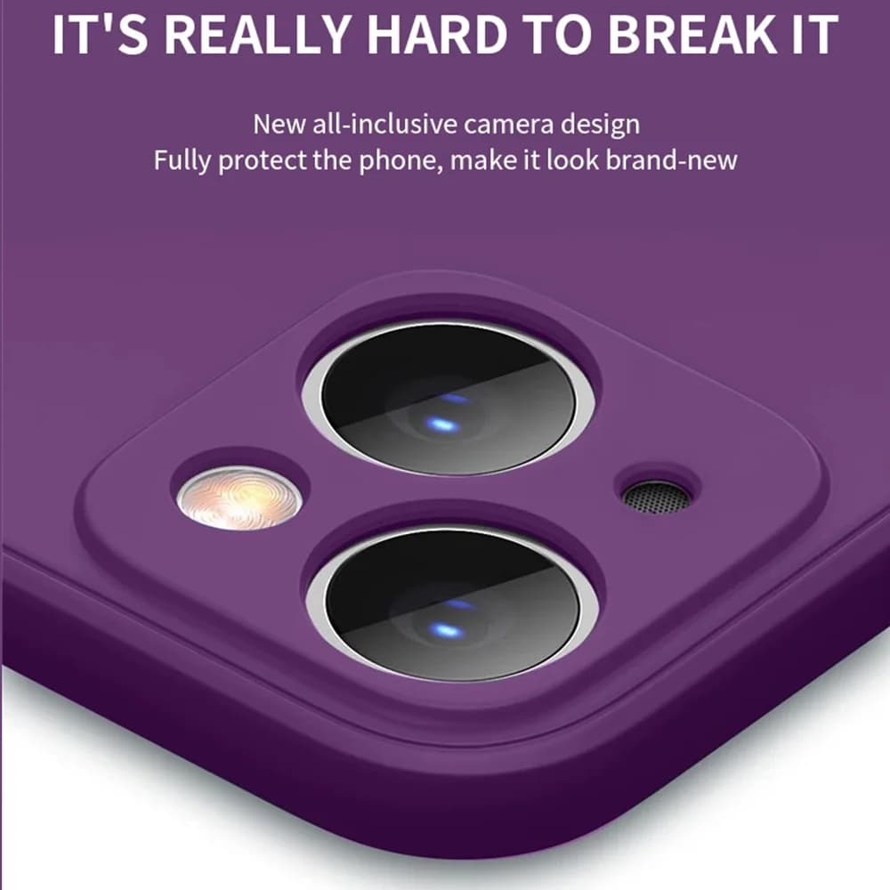Capa para iPhone 7 roxo escuro em silicone líquido com proteção completa para câmera