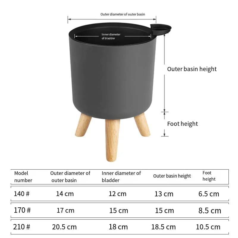 Vaso de plástico branco com autoirrigação e indicador de nível de água, decoração para casa