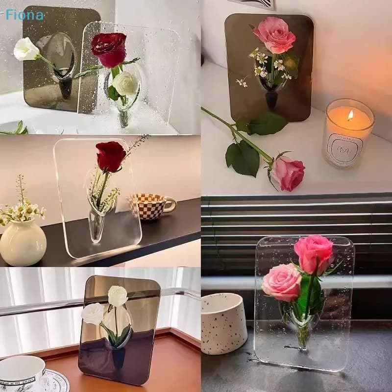 Conjunto de vasos acrílicos decorativos transparentes para flores hidropônicas em diferentes ambientes