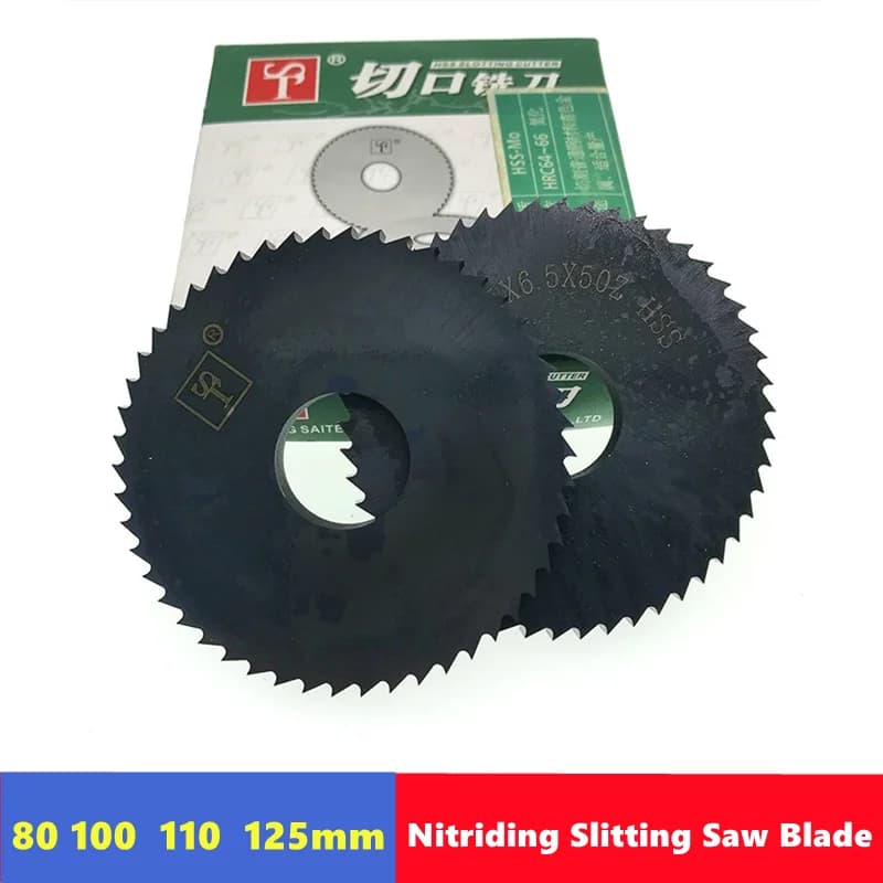 Lâminas de serra de entalhe de nitretação pretas para máquina de corte CNC, tamanhos 80mm, 100mm, 110mm e 125mm.