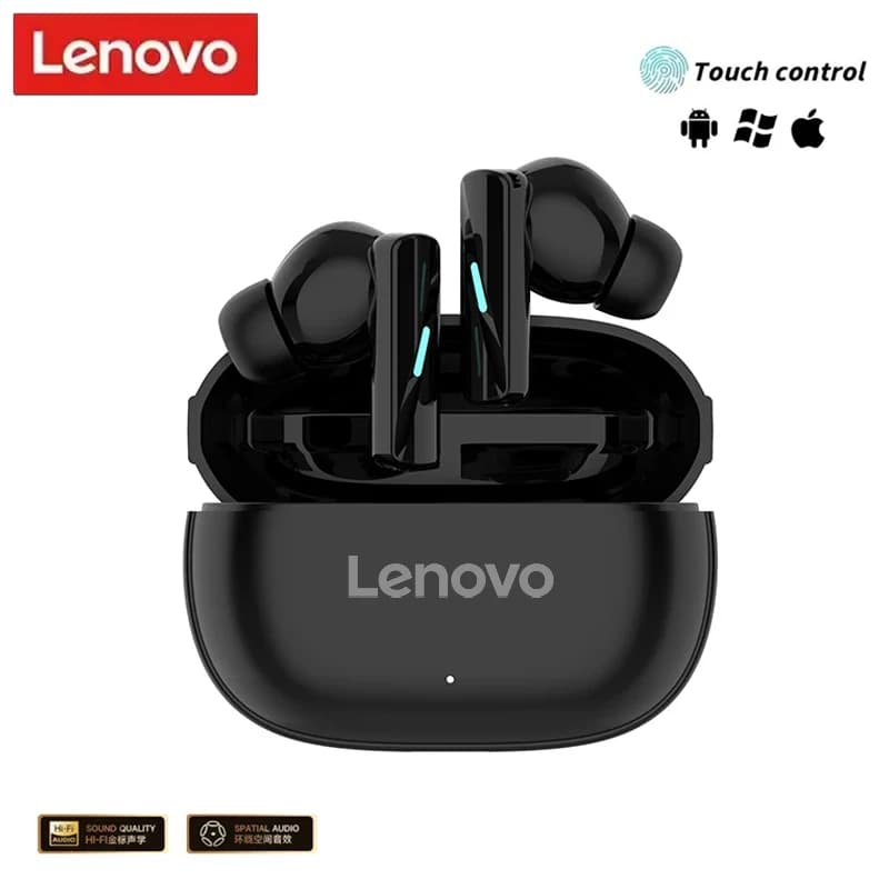 Lenovo TWS Fones de ouvido sem fio Bluetooth pretos