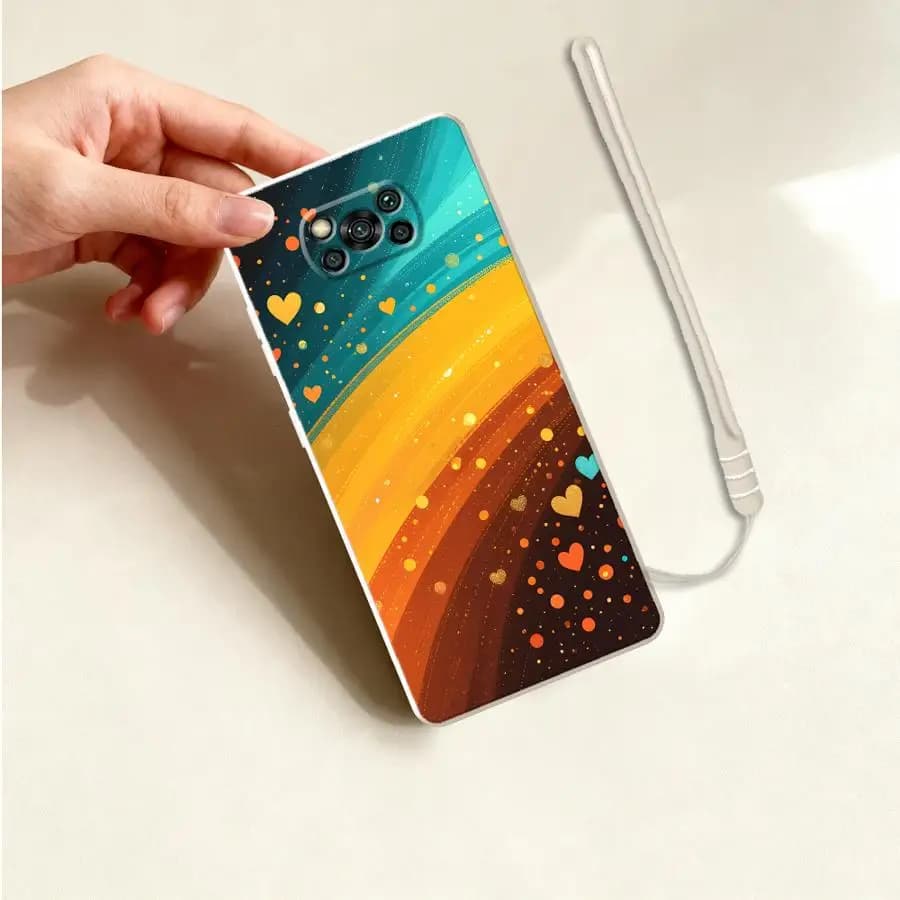 Capa de telefone com padrão de corações arco-íris para Xiaomi Poco C71 F4 X3 NFC F5 F3 X4 X3 Pro C85