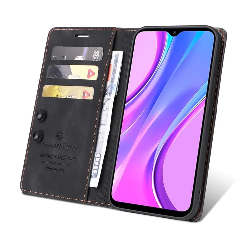 Capa carteira azul escuro para Xiaomi Poco X3 Pro com compartimentos para cartões e suporte