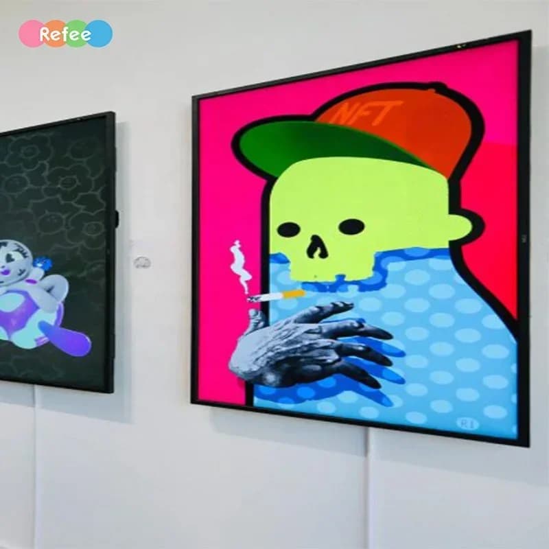 Novo Porta-Retrato Digital NFT com Montagem na Parede, Tela LCD Wi-Fi 2K 4K para Vídeos e Imagens