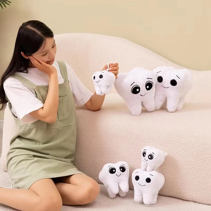 Bonito imitação de dente brinquedo de pelúcia bonito dente branco pelúcia travesseiro macio engraçado sofá almofada decoração presentes das crianças