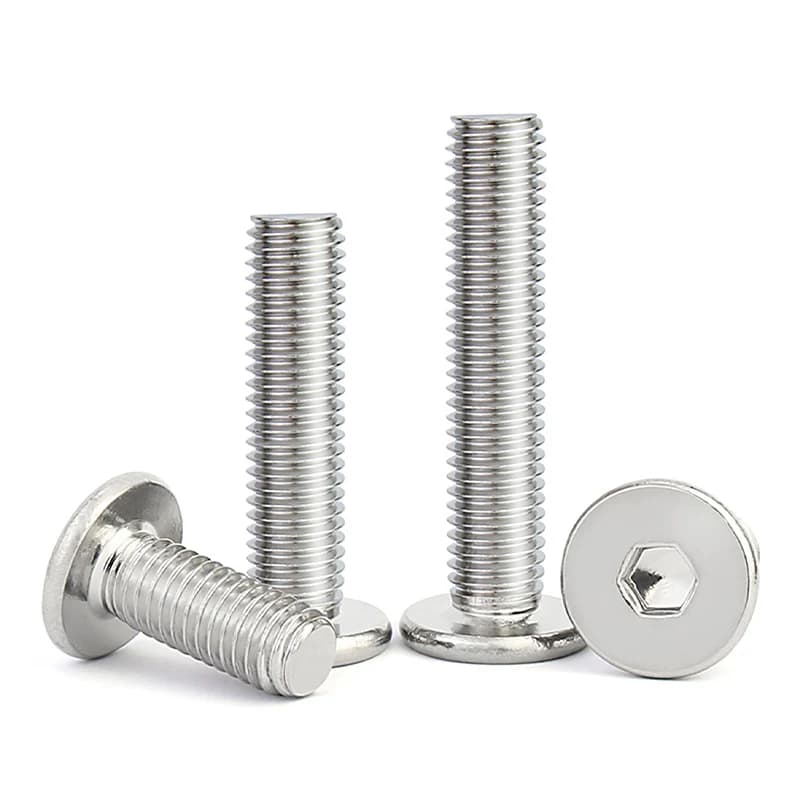 Kit de parafusos de máquina cabeça plana soquete sextavada interna aço inox 304 prata