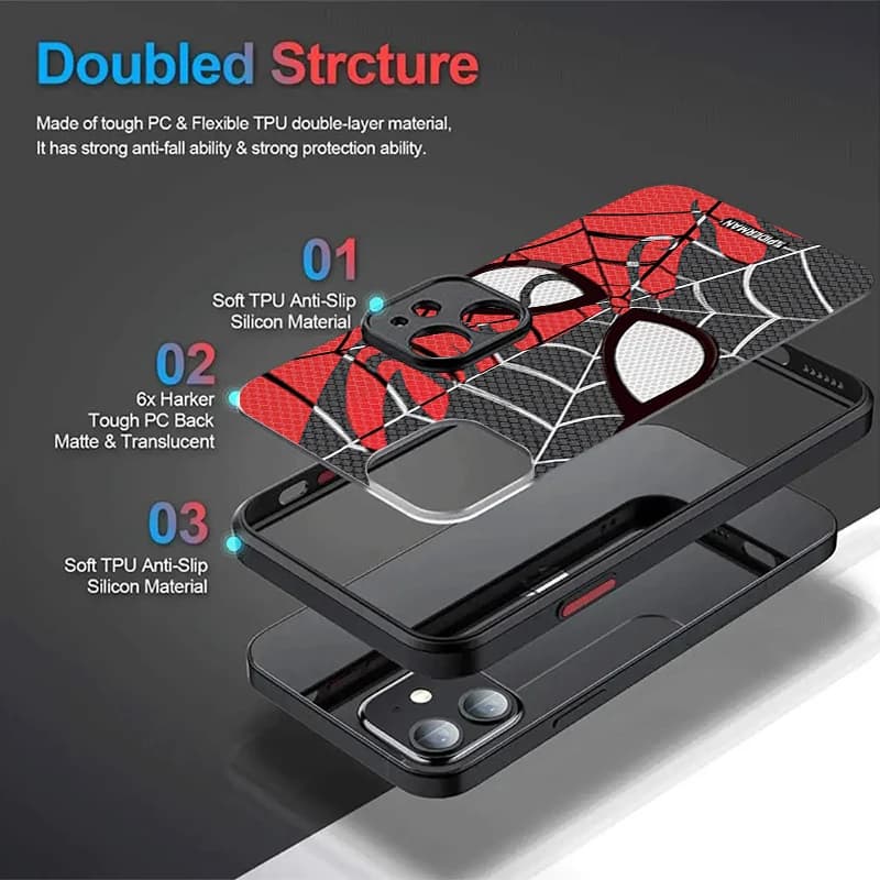 Estrutura dupla da capa para celular Xiaomi Redmi e Poco com material PC rígido e silicone TPU flexível Homem-Aranha