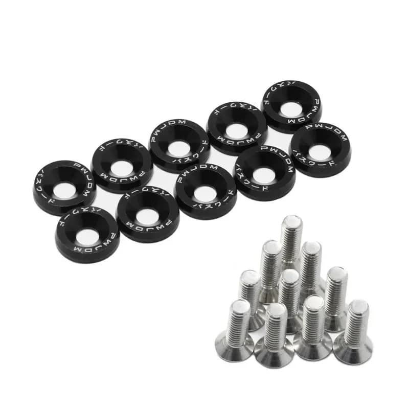 10 pçs m6 fixadores modificados do carro fender arruela pára-choques parafusos côncavos do motor fender arruela placa de licença parafusos estilo do carro junta