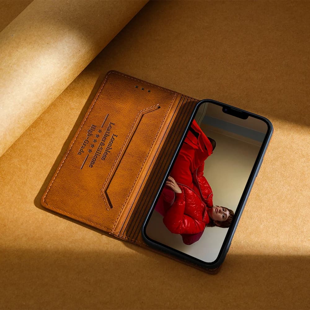 Capa carteira marrom aberta com slots para cartão e dinheiro para Motorola Moto G10 G20 G30 G50 G60 G100 G200 G40 Fusion G82 G72 G62 G31 G41 G51 G71 G71S G22 G52 G42 G32