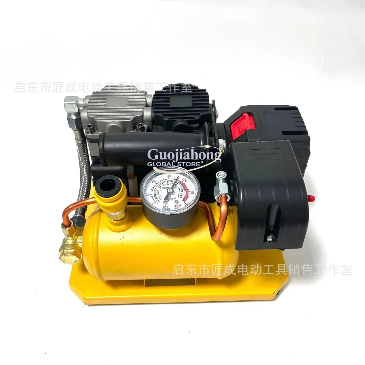 Compressor de ar portátil silencioso sem óleo, com bateria de lítio, sem escovas, de alta pressão, com capacidade de 1,5L.