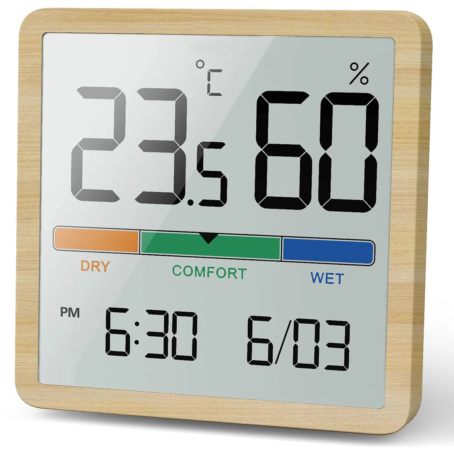 Higrotermógrafo digital LCD monitor de temperatura e umidade com display preto