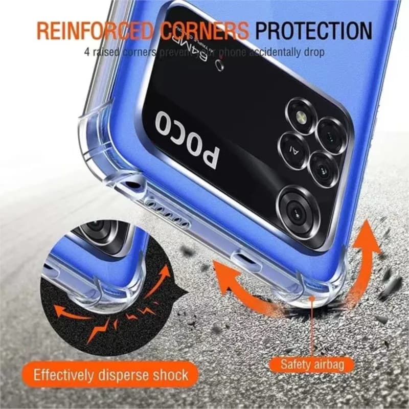 Capa transparente à prova de choque, bolsa de ar grossa para xiaomi poco m4 m5 m6 x3 x4 nfc x5 x6 x7 f3 f4 gt f5 pro 5g c50 c51 c61 c55 c65 c75