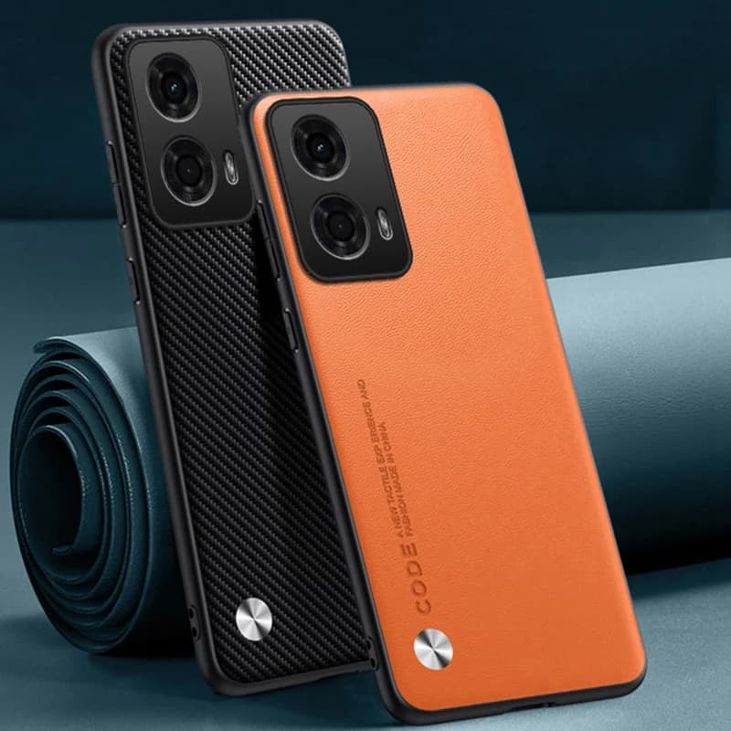 Capa traseira de couro PU laranja para Motorola
