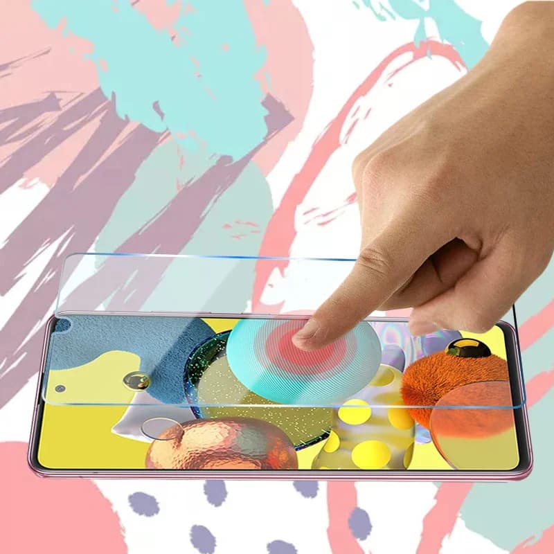 Aplicação de protetor de tela vidro temperado transparente para Samsung Galaxy com toque sensível e proteção eficaz