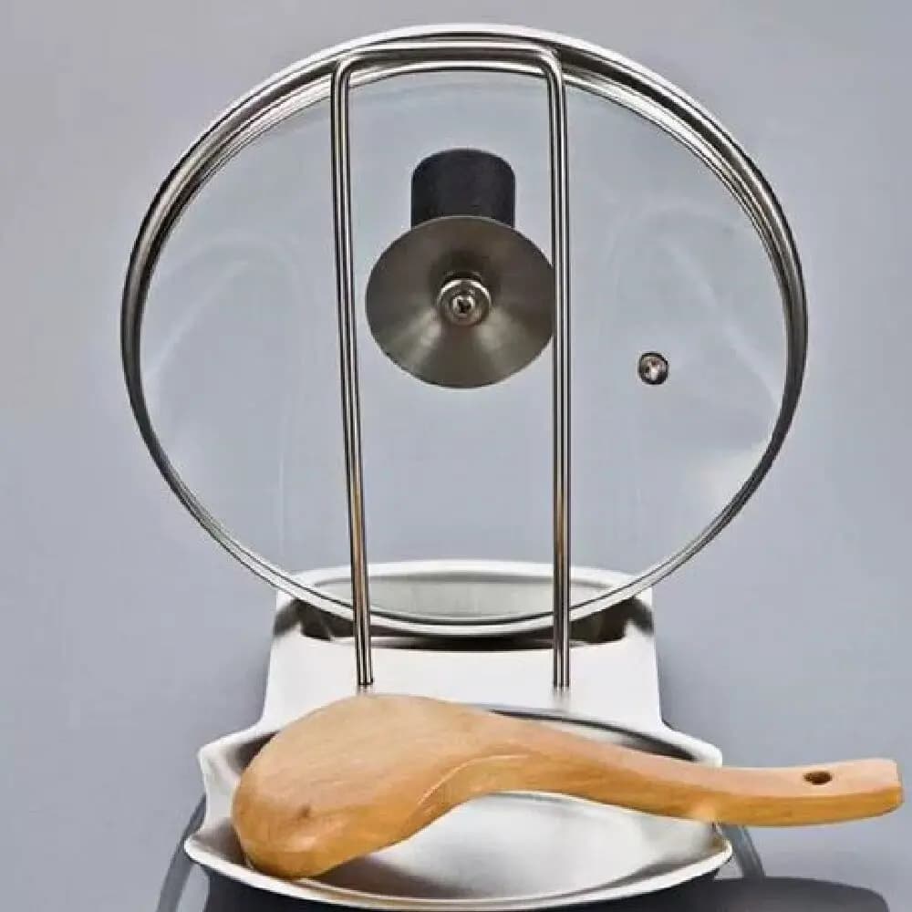 Suporte para Tampa de Panela em Aço Inoxidável, Organizador Multifuncional para Utensílios e Armazenamento de Louças