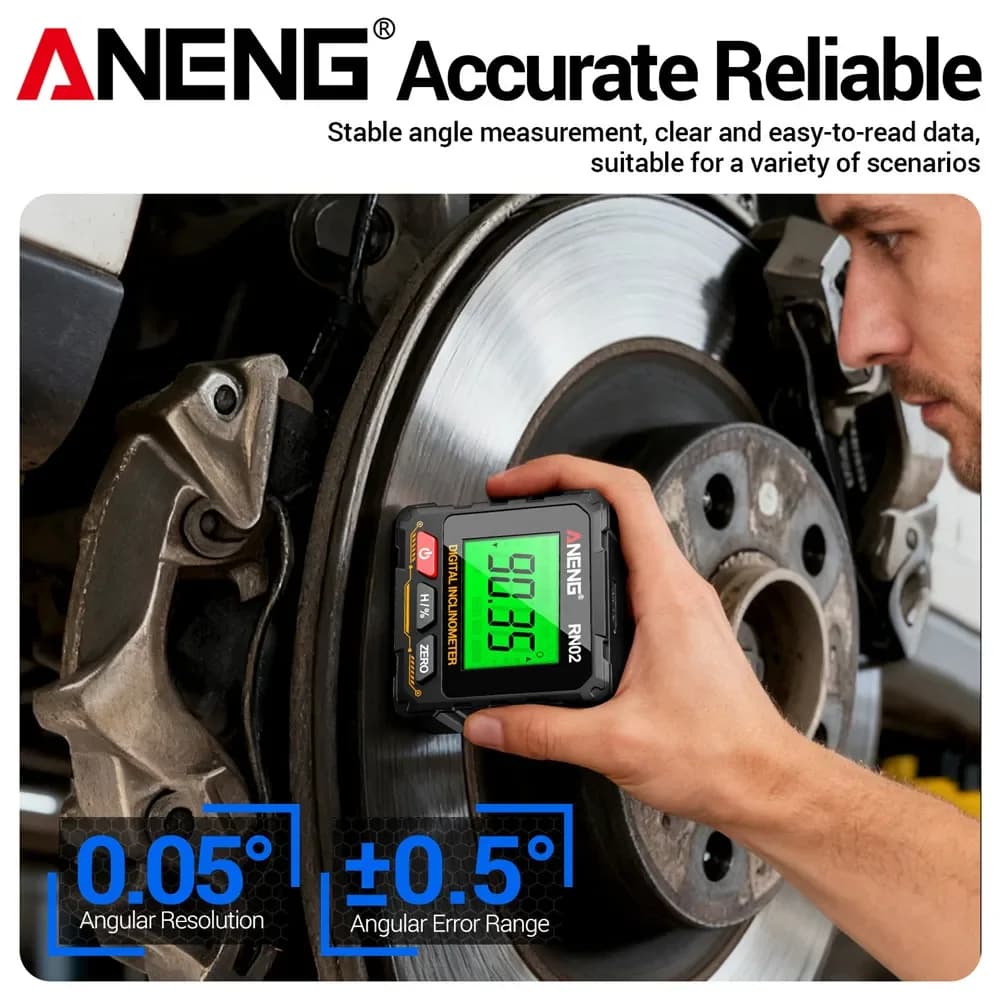 Localizador de ângulo digital magnético aneng rn03 inclinômetro laser recarregável usb transferidor nível ângulo régua medição de ângulo