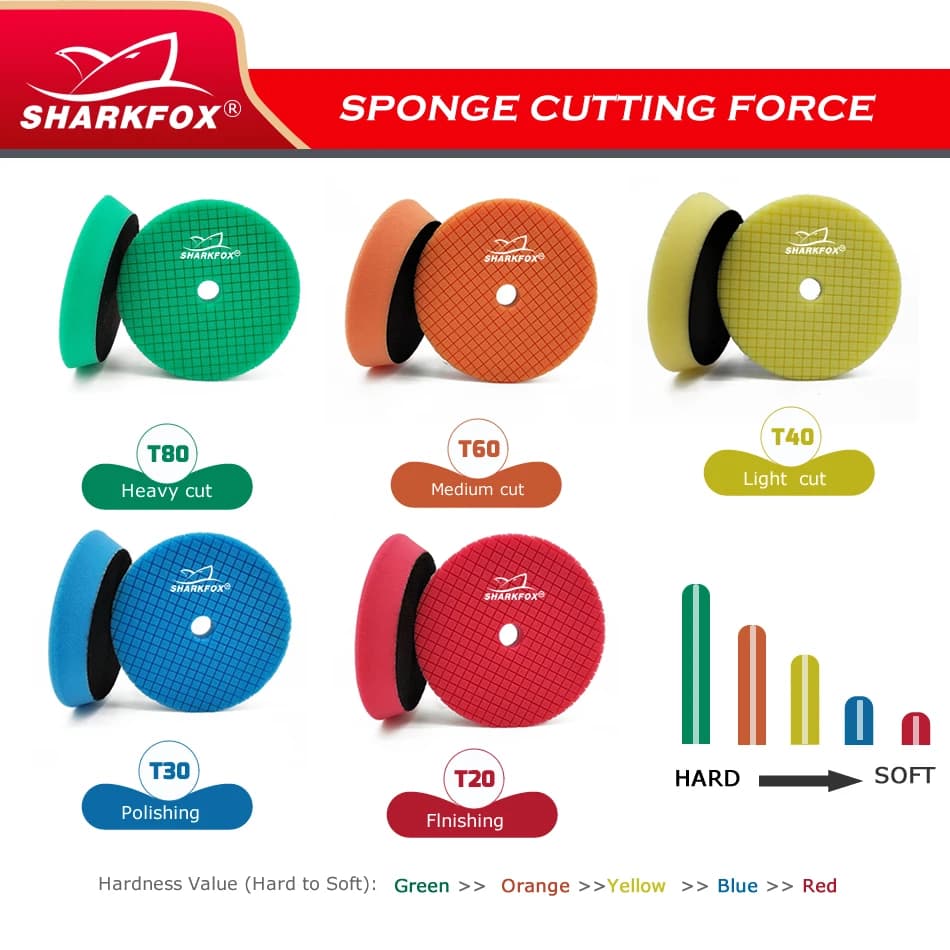 Almofada de polimento Sharkfox verde 125mm/6 polegadas ângulo lateral