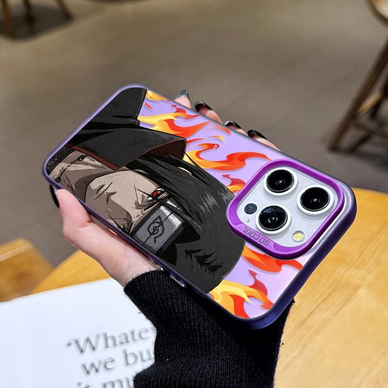 Capa de impacto roxa para Xiaomi com estampa Uchiha Itachi e chamas vermelhas para POCO F8 F7 Ultra F4 F3 M7