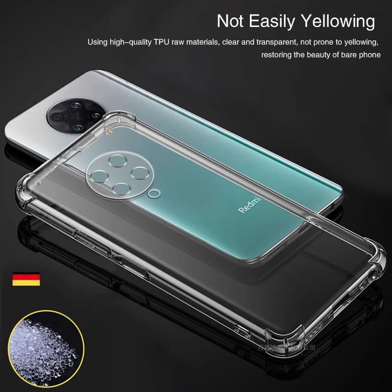 Capa transparente para Xiaomi Poco F2 Pro em silicone TPU resistente a amarelamento