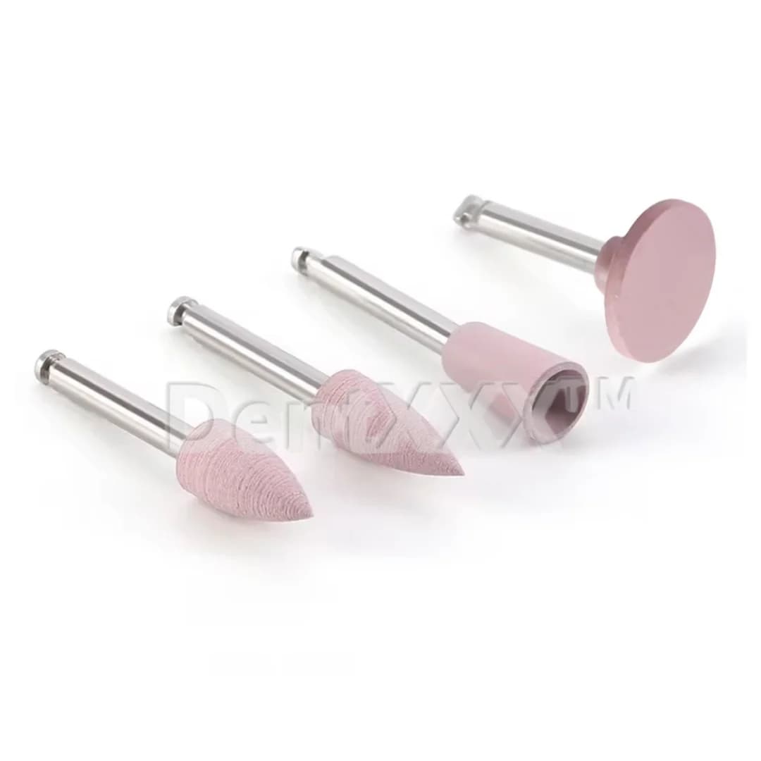 Cabeças de polimento de borracha silicone rosa kit 4 peças para baixa velocidade