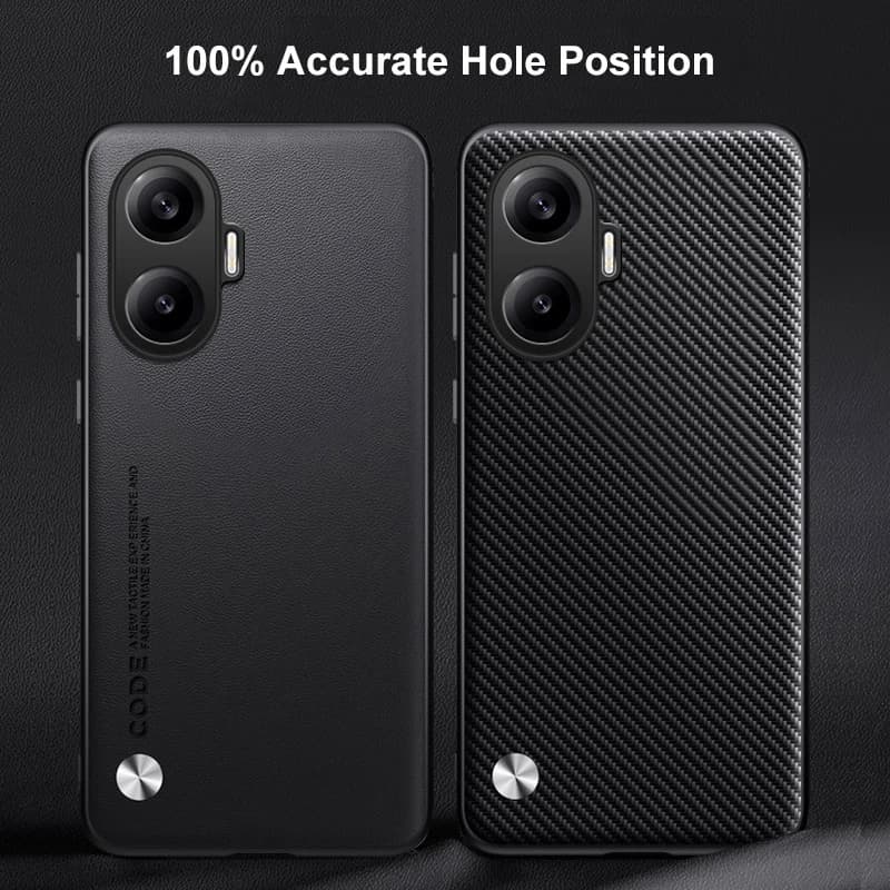 Capa preta para Xiaomi Poco F7 5G em couro PU com design antiderrapante e recortes precisos para câmera