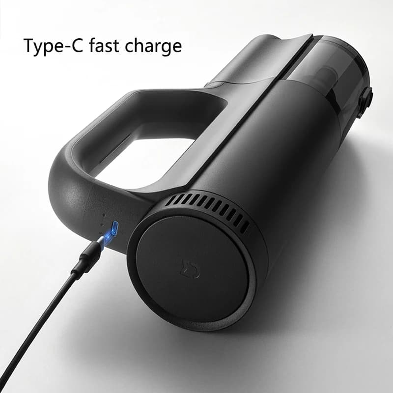 Aspirador portátil MIJIA preto com carregamento rápido USB Type-C, bateria 2400mAh